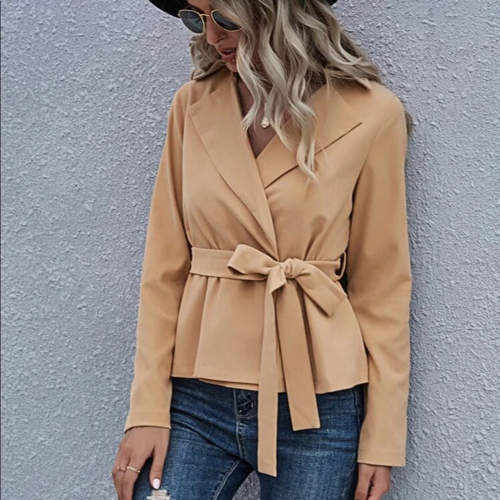 Solid Self Tie Corduroy Jacket